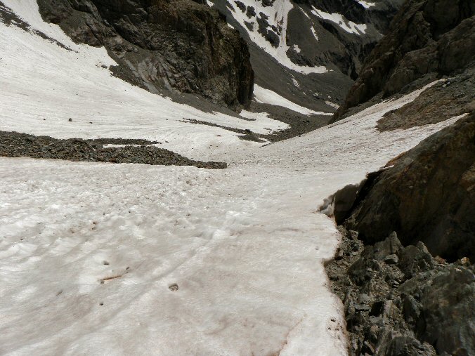 Aretes Cineastes 057.jpg - Du col, 2 rappels nous amnent jusqu'au glacier Tuckett